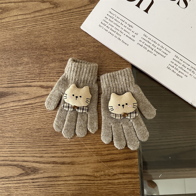 Dječje pletene rukavice s crtić motivom, korejski stil, pet prstiju, toplo za zimu, unisex, uzrast 2-6 godina.