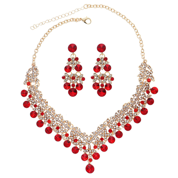 Fülbevaló és nyaklánc készlet, cink ötvözetből, rhinestone berakás, Xi yi Márka