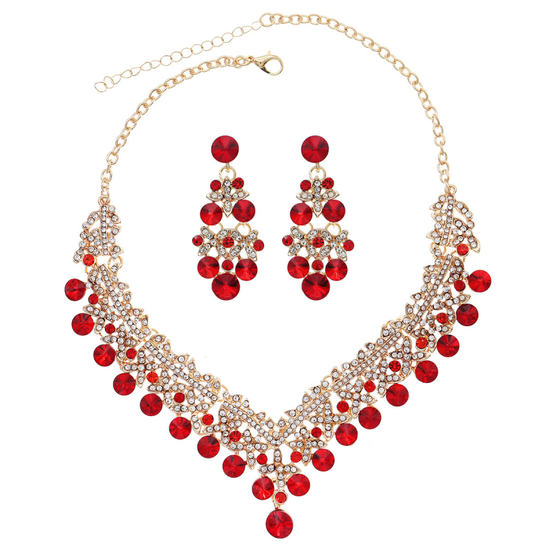 Fülbevaló és nyaklánc készlet, cink ötvözetből, rhinestone berakás, Xi yi Márka