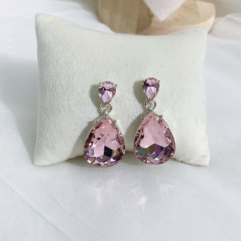 YOUFIR set naušnica i ogrlice, sintetički kristali, O- oblika lanac, privjesak od legure, uzorci: srce / kap vode / zvono