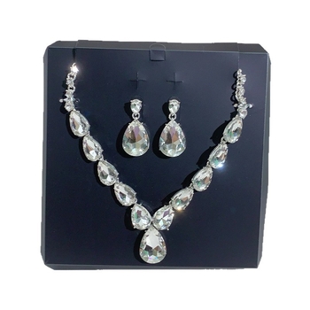 YOUFIR set naušnica i ogrlice, sintetički kristali, O- oblika lanac, privjesak od legure, uzorci: srce / kap vode / zvono