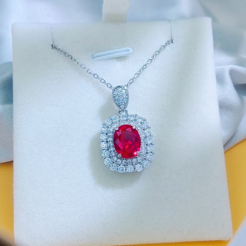 Set nakita: naušnice, ogrlica i privjesak; bakar prelakiran srebro s umetnutim sintetičkim dragim kamenjem; O-lanac; Kangzhixin Jewelry