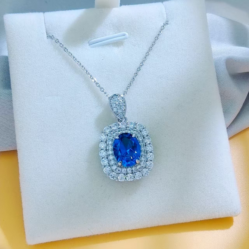 Set nakita: naušnice, ogrlica i privjesak; bakar prelakiran srebro s umetnutim sintetičkim dragim kamenjem; O-lanac; Kangzhixin Jewelry