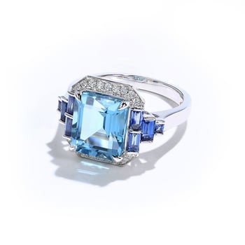 Réz nyaklánc és karkötő készlet, elektroplattolt felülettel, virágos mintázat, kevert kövek (mesterséges topáz és akvamarin)