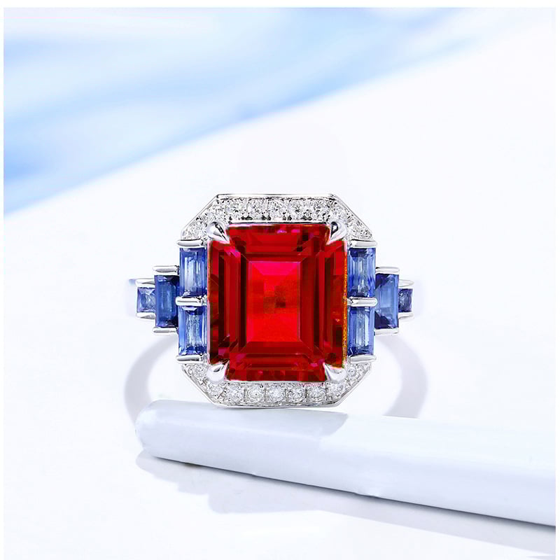 Réz nyaklánc és karkötő készlet, elektroplattolt felülettel, virágos mintázat, kevert kövek (mesterséges topáz és akvamarin)