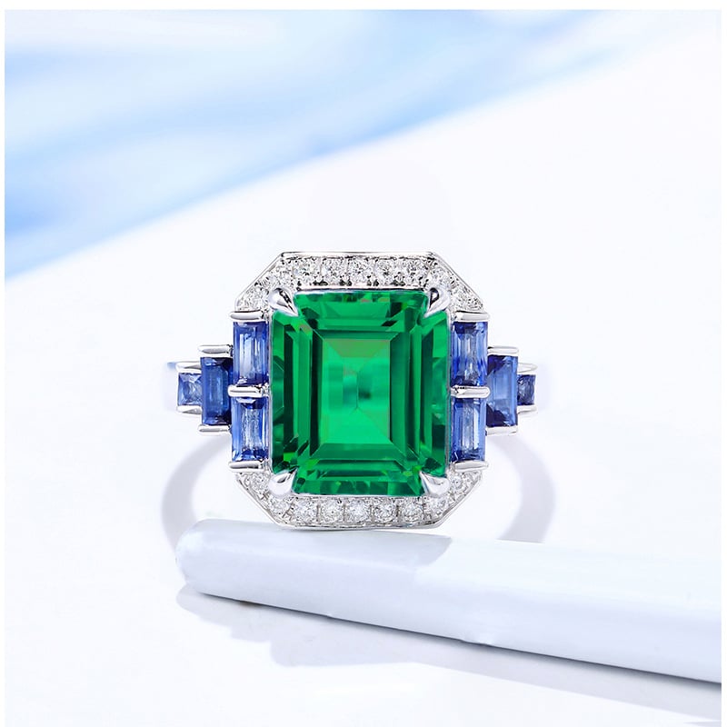 Réz nyaklánc és karkötő készlet, elektroplattolt felülettel, virágos mintázat, kevert kövek (mesterséges topáz és akvamarin)