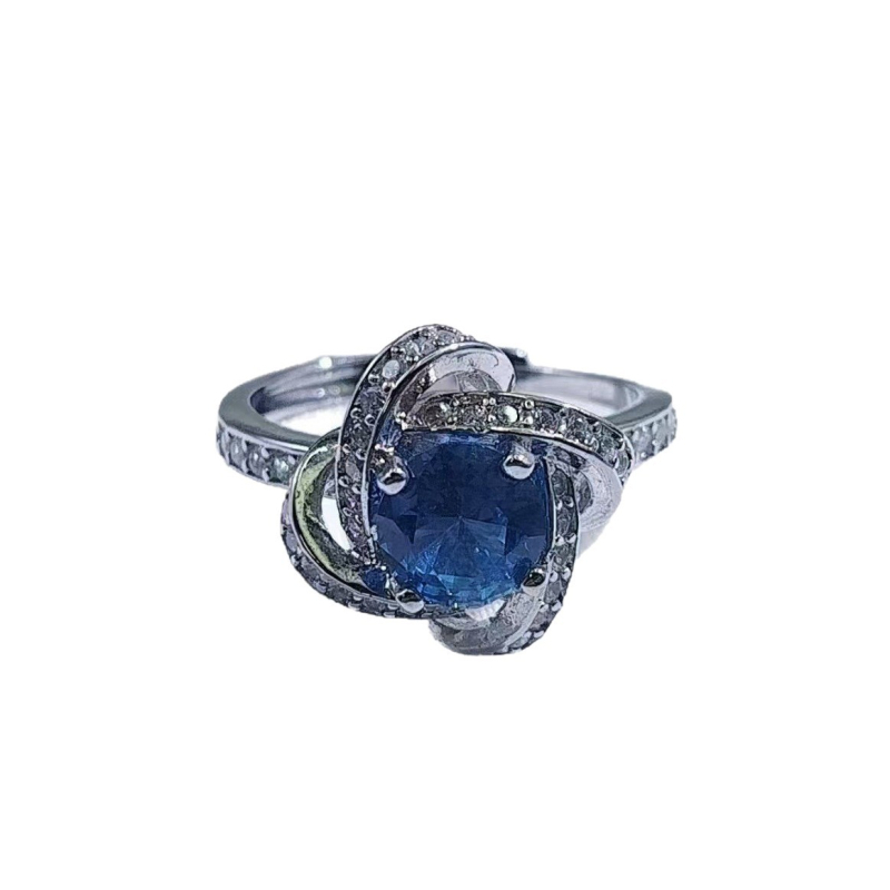 Srebrno pokriveni modni set nakita s motivom četiri lista, otvoreni prsten, naušnice i ogrlica, sintetički kamen.