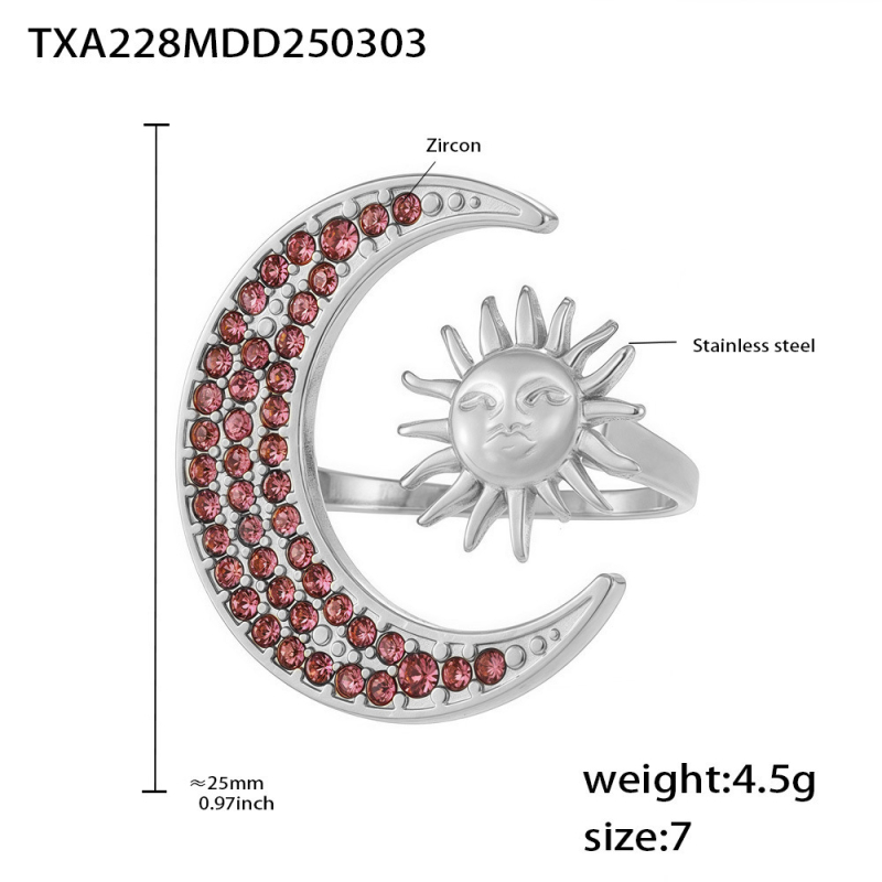 Cirkón gyűrű és nyaklánc készlet titánacécből, elektroplatírozás 18K aranyozás