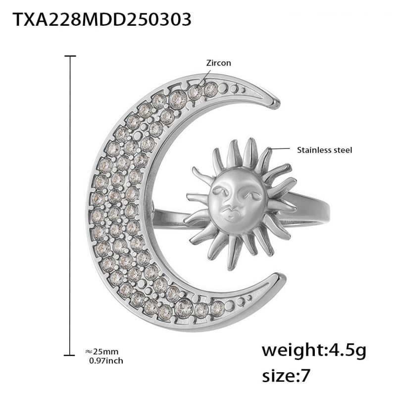 Cirkón gyűrű és nyaklánc készlet titánacécből, elektroplatírozás 18K aranyozás