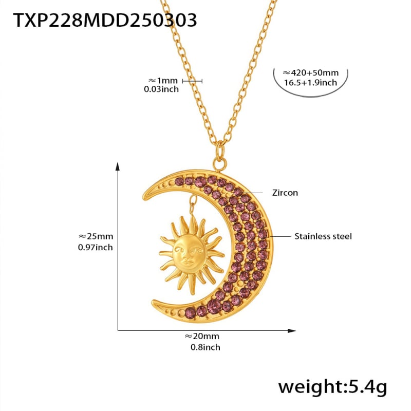 Cirkón gyűrű és nyaklánc készlet titánacécből, elektroplatírozás 18K aranyozás