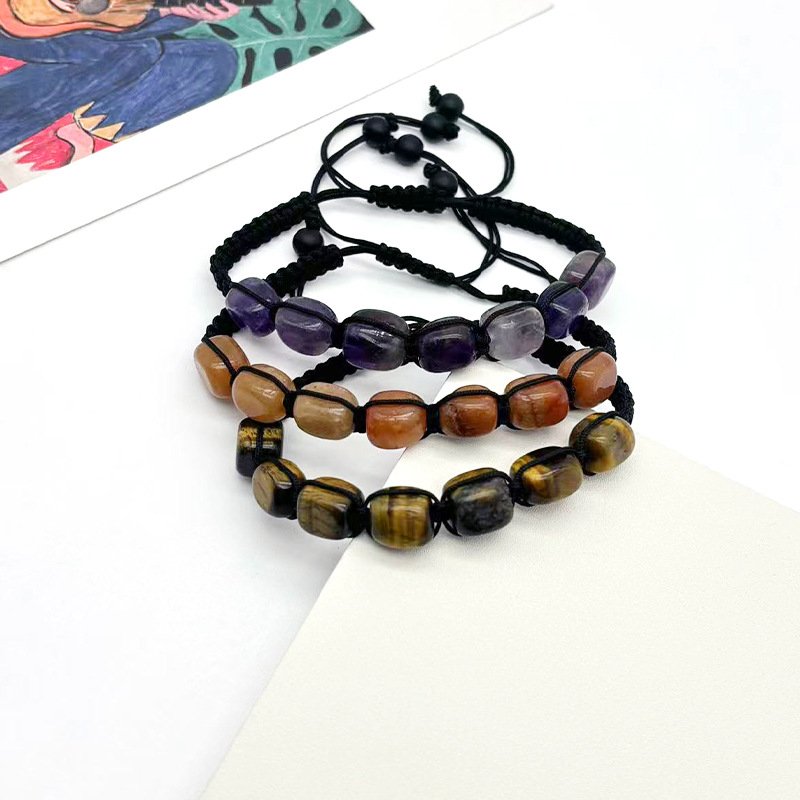 Yima Унисекс гривна от кристал, ръчна изработка, геометричен стил (Лято 2024)