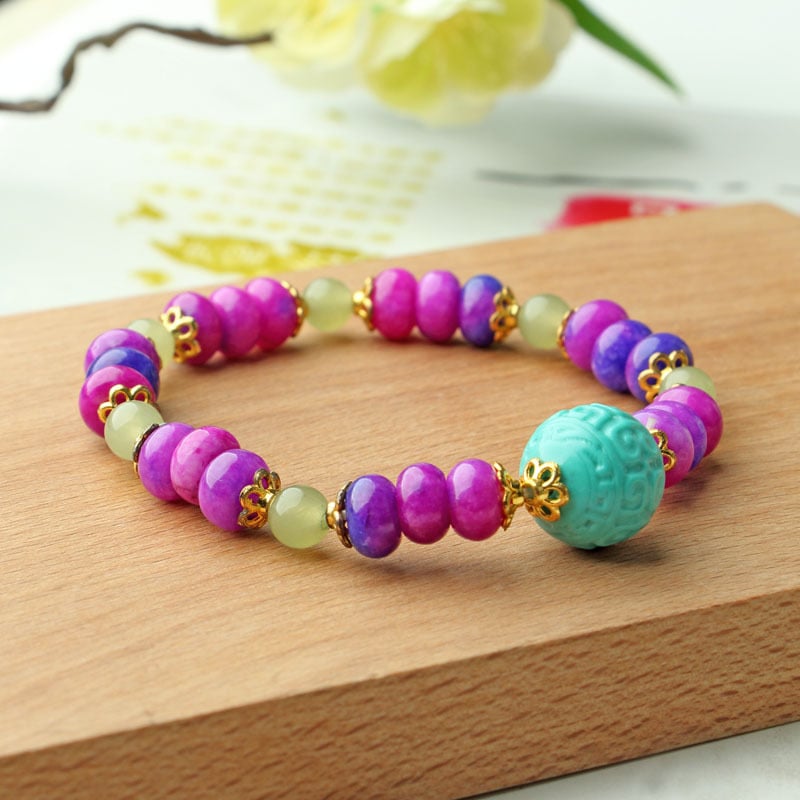 Sugilite ja jade käevõru, DIY kohandamine, ümmargune ripats, looduslik teostus, kaasaegne minimalistlik stiil