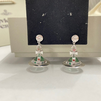 Bakreni naušnice - zvjezdani orbitni dizajn s planetom i dijamantnim završetkom