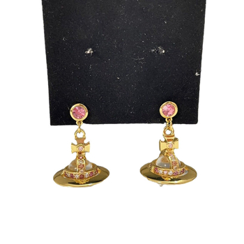 Bakreni naušnice - zvjezdani orbitni dizajn s planetom i dijamantnim završetkom