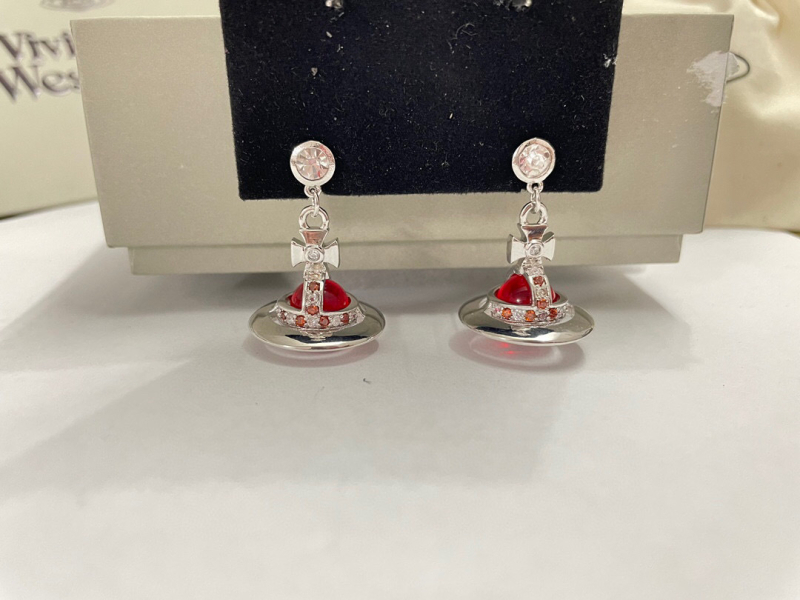 Bakreni naušnice - zvjezdani orbitni dizajn s planetom i dijamantnim završetkom