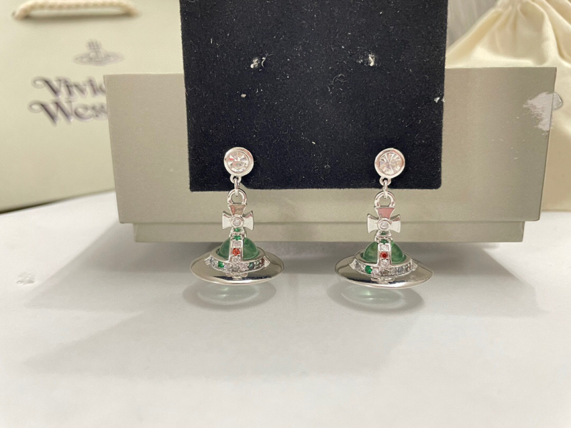 Bakreni naušnice - zvjezdani orbitni dizajn s planetom i dijamantnim završetkom