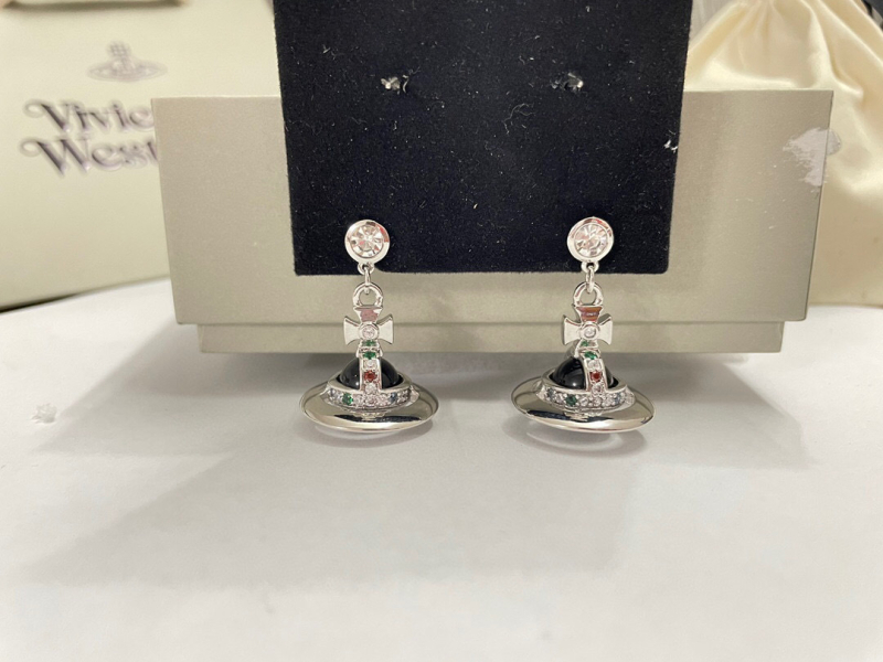 Bakreni naušnice - zvjezdani orbitni dizajn s planetom i dijamantnim završetkom