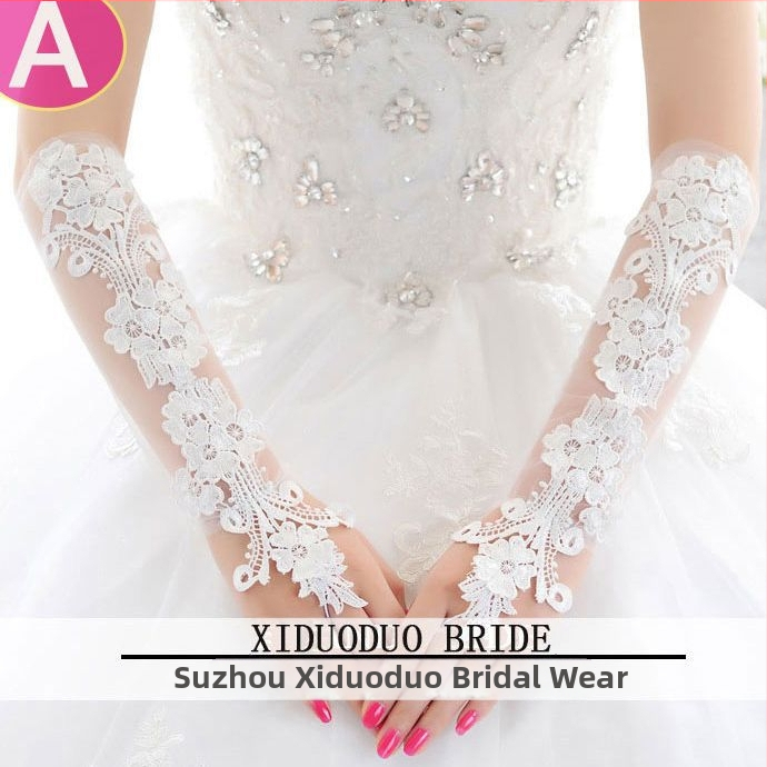 Svadobné rukavice z krajky, dlhé a tenké (Značka: Unique; Skladom; Leto 2021)