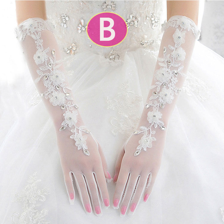 Kāzu cimdi no mežģīnēm, garie un plānie, mežģīņu materiāls (Zīmols: Unique; Noliktavā; Vasaras 2021)