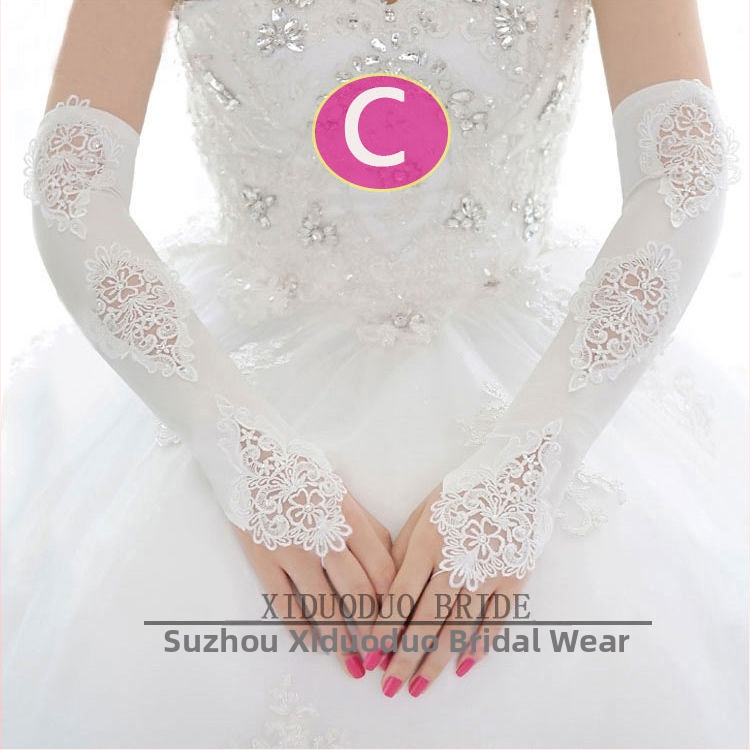 Svadobné rukavice z krajky, dlhé a tenké (Značka: Unique; Skladom; Leto 2021)