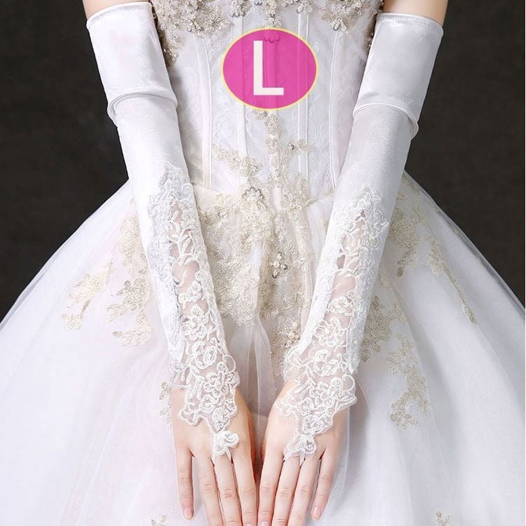 Kāzu cimdi no mežģīnēm, garie un plānie, mežģīņu materiāls (Zīmols: Unique; Noliktavā; Vasaras 2021)