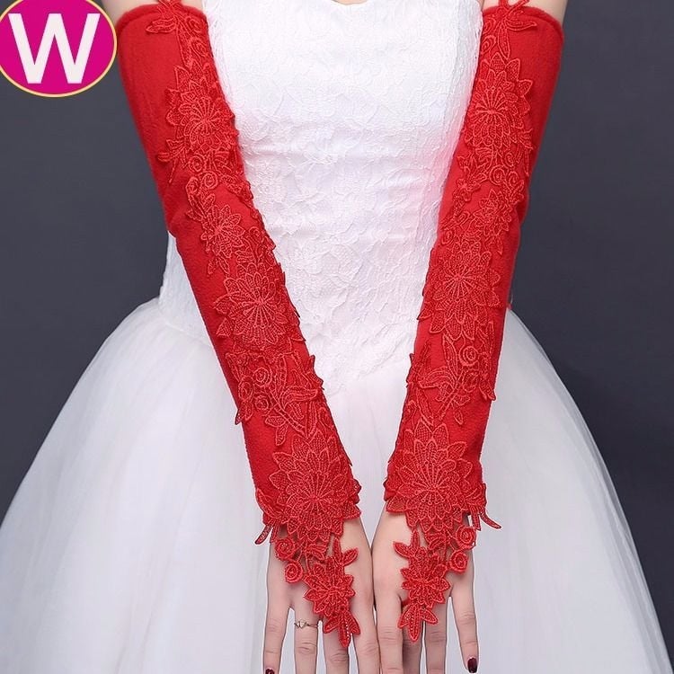 Kāzu cimdi no mežģīnēm, garie un plānie, mežģīņu materiāls (Zīmols: Unique; Noliktavā; Vasaras 2021)