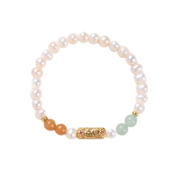 Гривна с естествени пресноводни перли, ръчна изработка, китайски стил, геометричен дизайн, за жени.