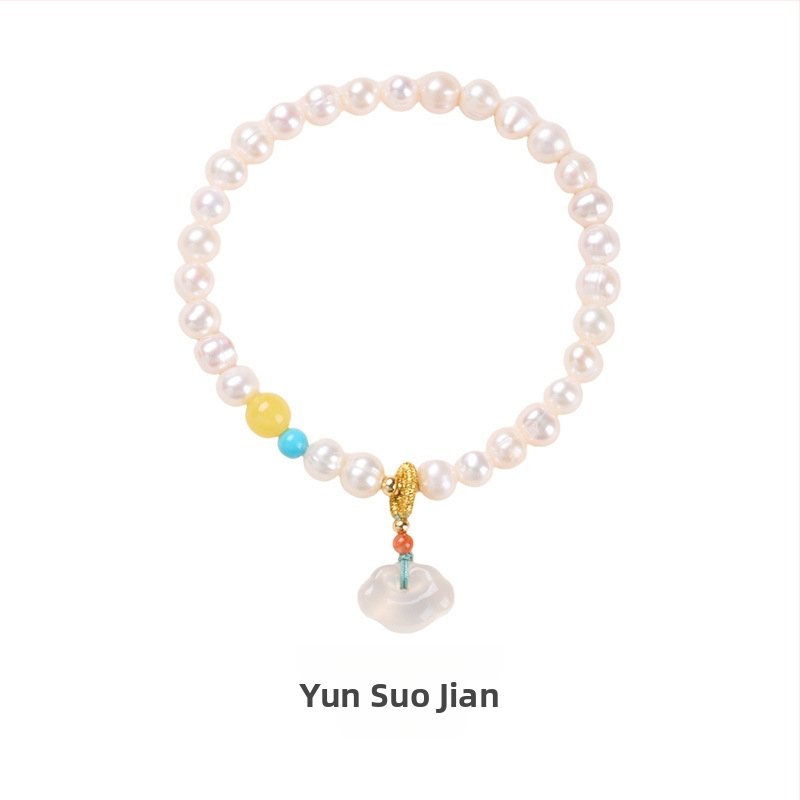 Гривна с естествени пресноводни перли, ръчна изработка, китайски стил, геометричен дизайн, за жени.