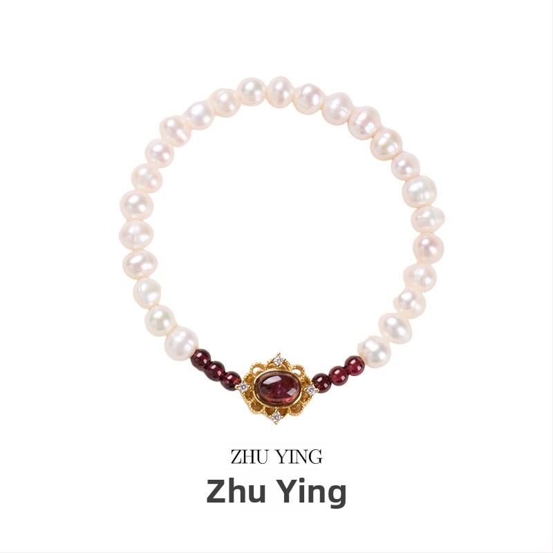 Гривна с естествени пресноводни перли, ръчна изработка, китайски стил, геометричен дизайн, за жени.