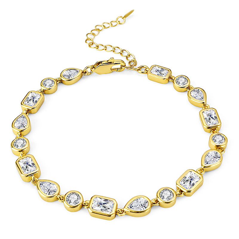 Гривна Blueone, геометричен дизайн, медна основа с циркони вградени, електроплакиране, Зимна колекция 2025