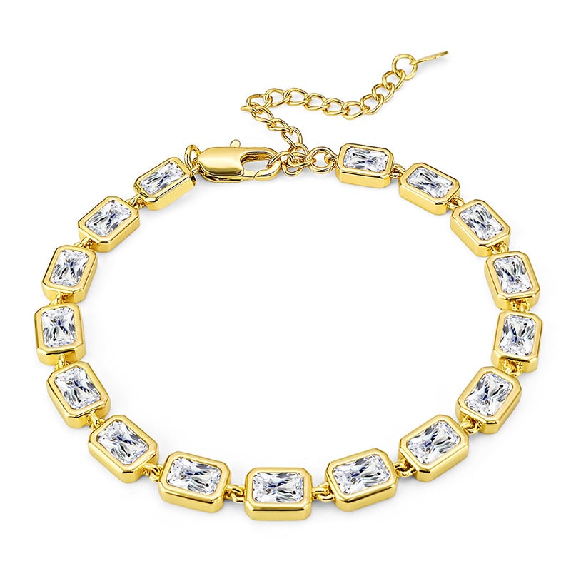 Гривна Blueone, геометричен дизайн, медна основа с циркони вградени, електроплакиране, Зимна колекция 2025