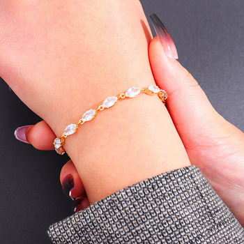 Унисекс гривна с циркон, ромбовидна форма, електроплатена, INS стил