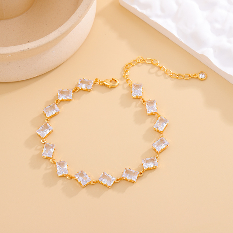 Унисекс гривна с циркон, ромбовидна форма, електроплатена, INS стил