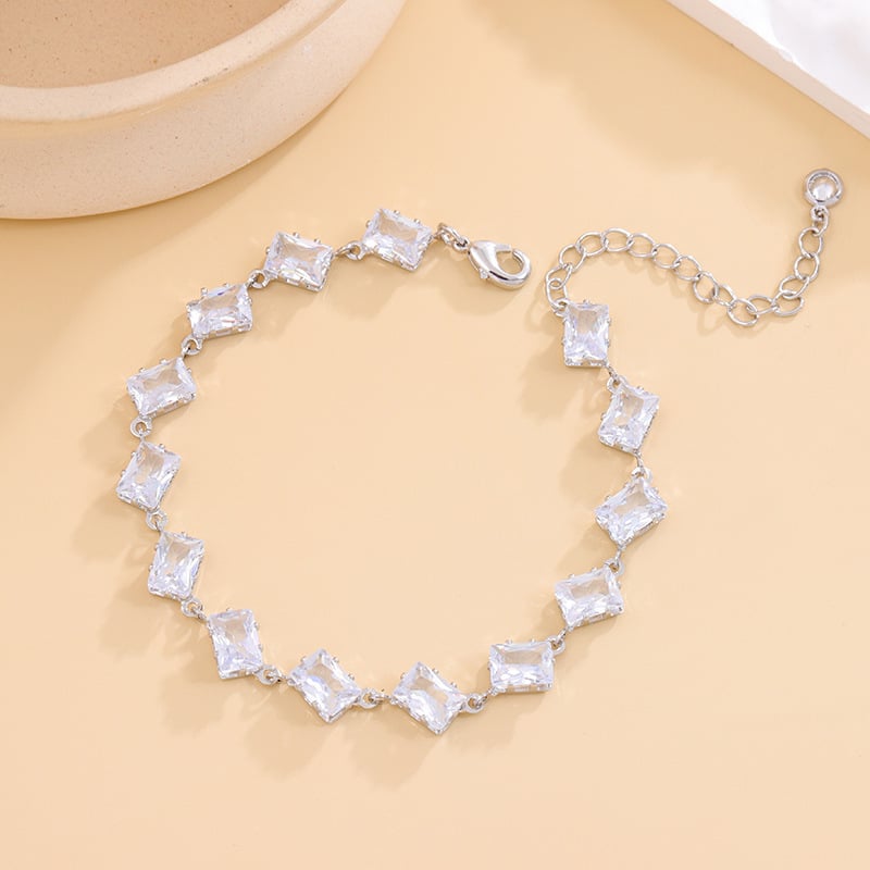 Унисекс гривна с циркон, ромбовидна форма, електроплатена, INS стил