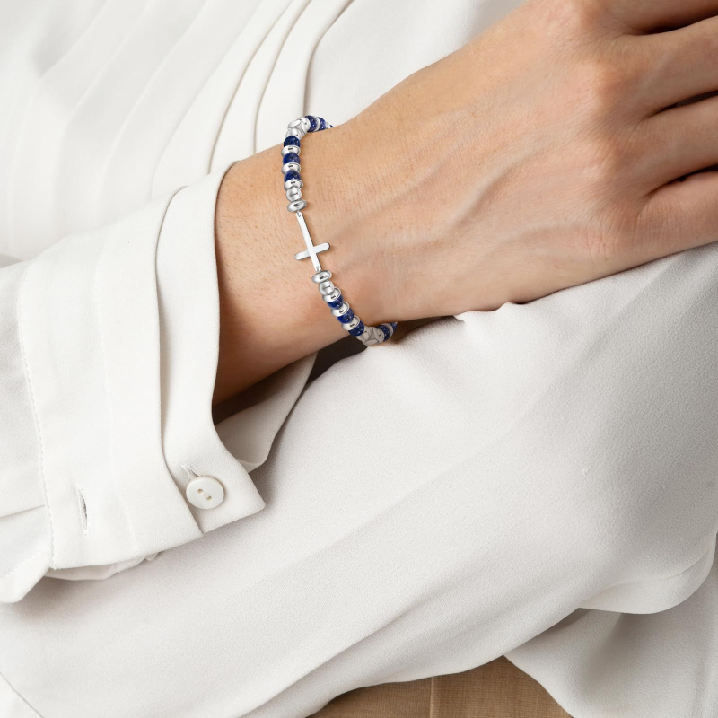 Narukvica od lapis lazuli, beaded unisex s lobster kopčom, prilagodljiva