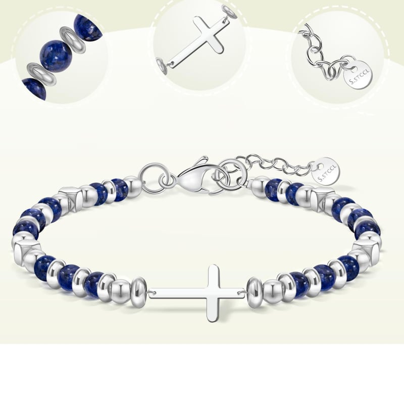 Narukvica od lapis lazuli, beaded unisex s lobster kopčom, prilagodljiva