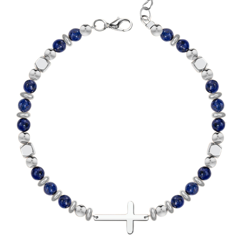 Narukvica od lapis lazuli, beaded unisex s lobster kopčom, prilagodljiva