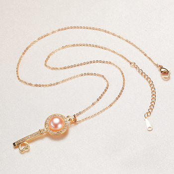 MCARES κολιέ με φρέσκα μαργαριάρια, χαλκοκράμα κατασκευή, μορφή μαργαριριού: επίπεδη στρογγυλή, περιλαμβάνεται κρεμαστό, στυλ μόδας γραφείου