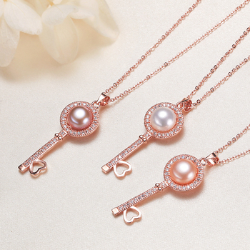 MCARES κολιέ με φρέσκα μαργαριάρια, χαλκοκράμα κατασκευή, μορφή μαργαριριού: επίπεδη στρογγυλή, περιλαμβάνεται κρεμαστό, στυλ μόδας γραφείου