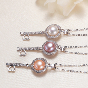 MCARES κολιέ με φρέσκα μαργαριάρια, χαλκοκράμα κατασκευή, μορφή μαργαριριού: επίπεδη στρογγυλή, περιλαμβάνεται κρεμαστό, στυλ μόδας γραφείου