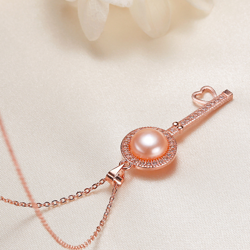 MCARES κολιέ με φρέσκα μαργαριάρια, χαλκοκράμα κατασκευή, μορφή μαργαριριού: επίπεδη στρογγυλή, περιλαμβάνεται κρεμαστό, στυλ μόδας γραφείου