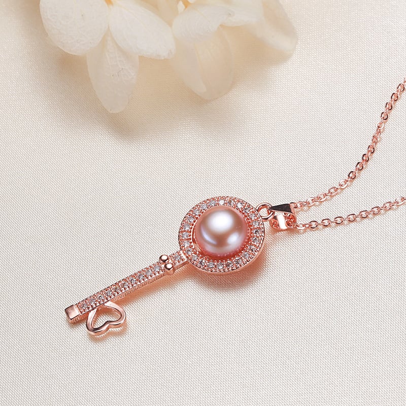 MCARES κολιέ με φρέσκα μαργαριάρια, χαλκοκράμα κατασκευή, μορφή μαργαριριού: επίπεδη στρογγυλή, περιλαμβάνεται κρεμαστό, στυλ μόδας γραφείου