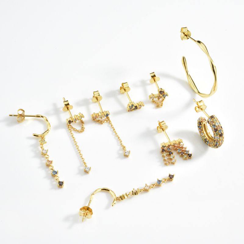 Ékszerszett: nyaklánc és karkötő, 925-ös ezüst, 18k aranyozás, Andy Wen márka, női divat