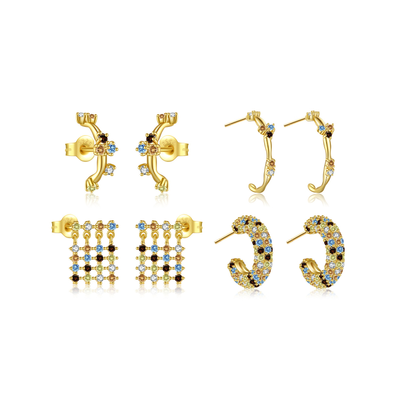 Ékszerszett: nyaklánc és karkötő, 925-ös ezüst, 18k aranyozás, Andy Wen márka, női divat