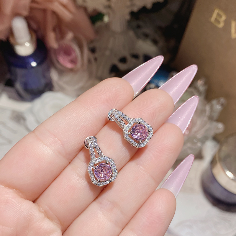 Set nakita: naušnice i ogrlica sa kvadratnim privjeskom, bakar, inlay, pozlaćeni umjetni dragulji, motivi Ljubav, Kap vode, Zvon