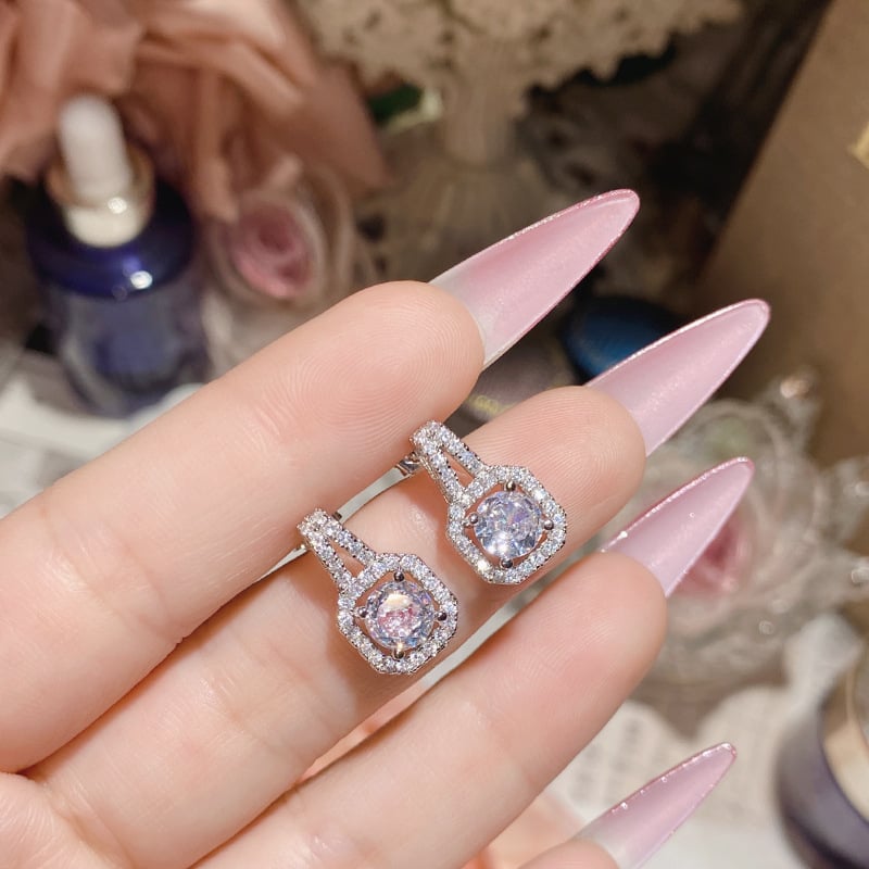 Set nakita: naušnice i ogrlica sa kvadratnim privjeskom, bakar, inlay, pozlaćeni umjetni dragulji, motivi Ljubav, Kap vode, Zvon