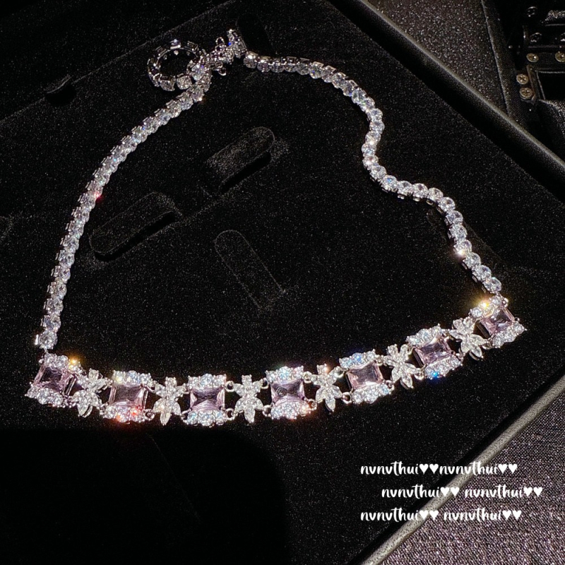Set ogrlice s motivom leptira, privjesak od sintetičkog kubnog cirkonija, lanac za ruku, stil mašna, francuski retro