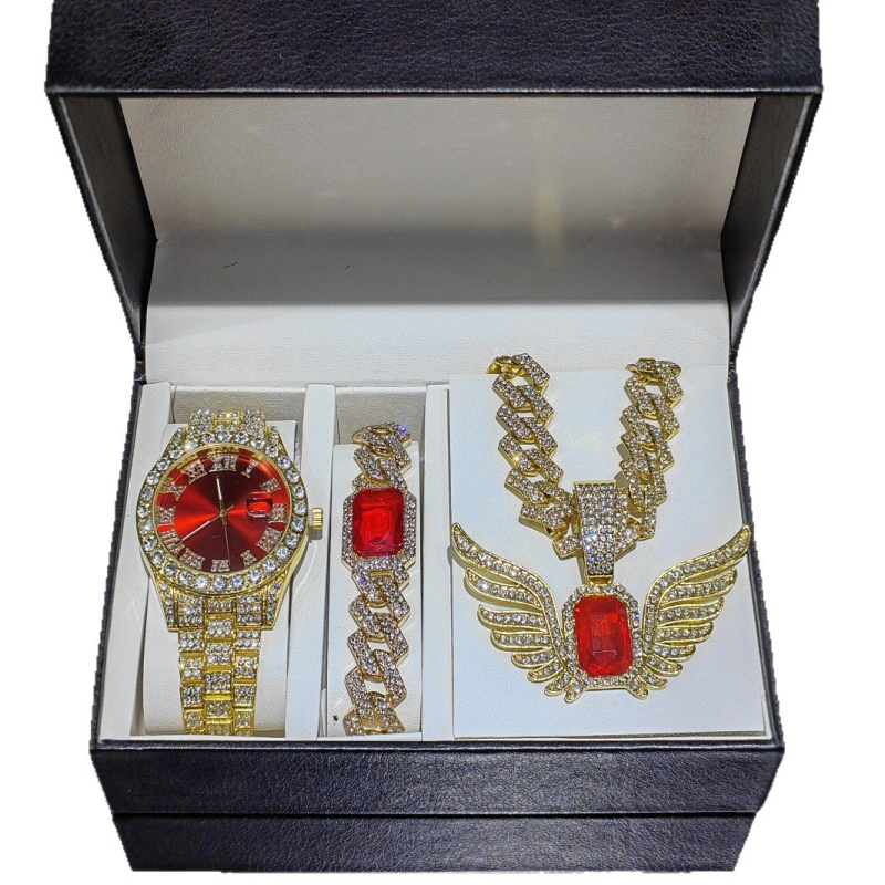 Set nakita: lanac Кубан od legure i narukvica, privjesak s rhinestones, Hip-Hop stil, oblici: srce / kapljica / zvono