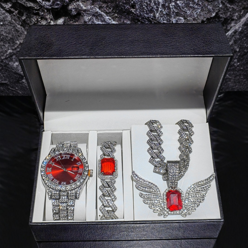 Set nakita: lanac Кубан od legure i narukvica, privjesak s rhinestones, Hip-Hop stil, oblici: srce / kapljica / zvono