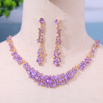 Set ogrlice i naušnica za mladenku u europskom stilu s rhinestones, legura, elektropiranje, duljina 41–50 cm